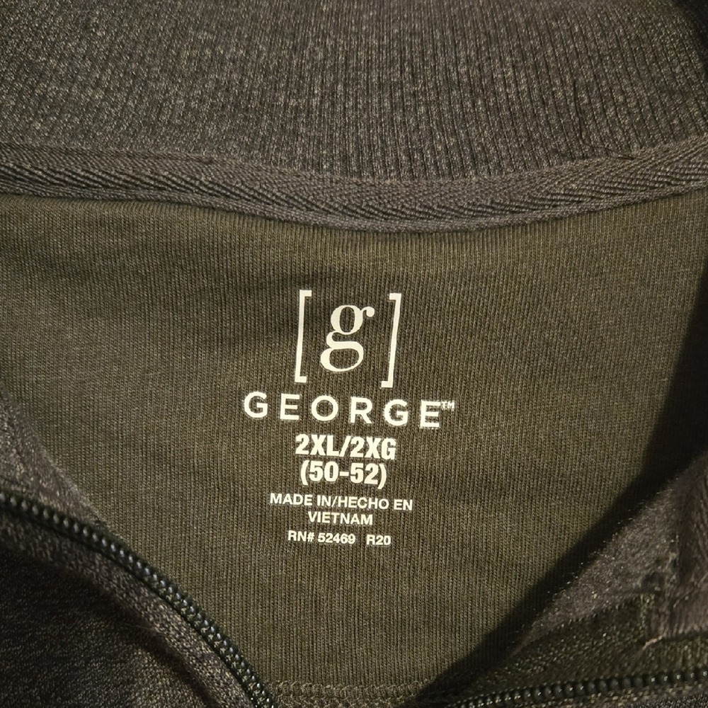 George Mens 2XL Dark Gray Quarter Zip Pullover‎ Sweatshirt Long Sleeve